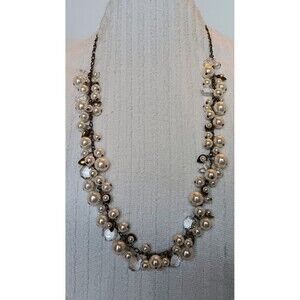 CHLOE & ISABEL Vintage Goldtone Glass & Faux Pearl Beaded Necklace w/ Dustbag F